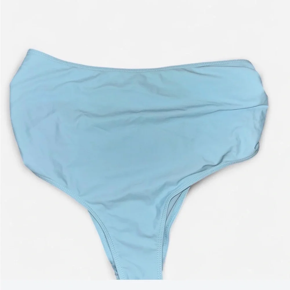 Women's Light Blue High-Waist Bikini Bottom